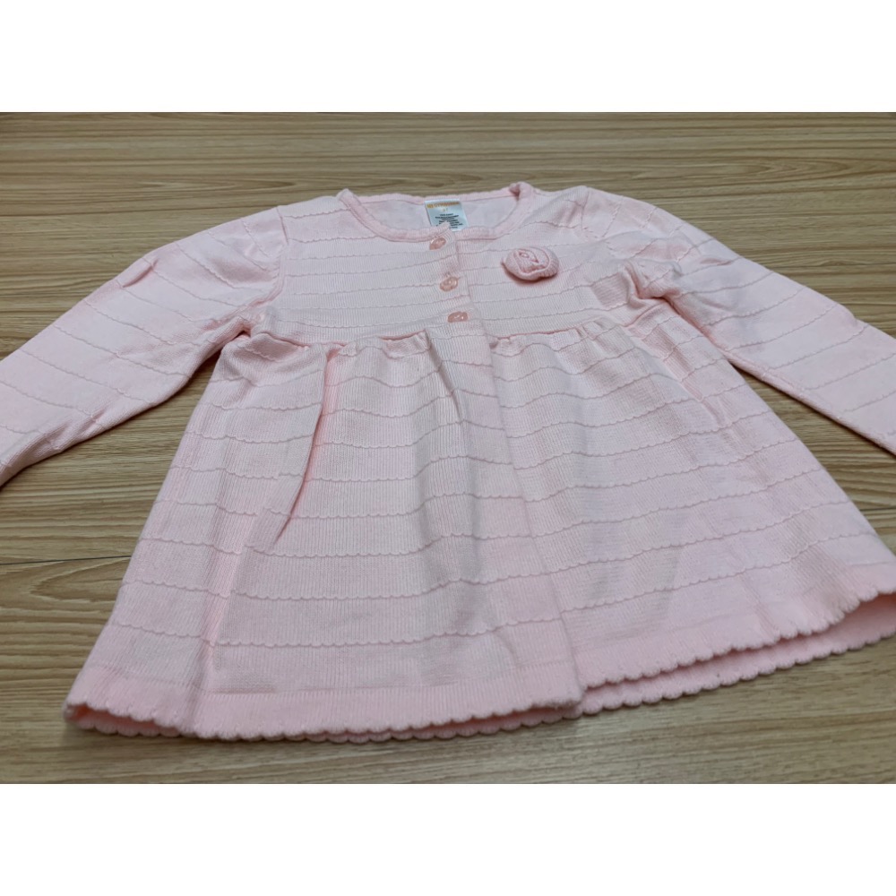全新 GYMBOREE 健寶園 兒童女童花朵造型抓皺排釦針織外套 約95cm 童裝-細節圖2