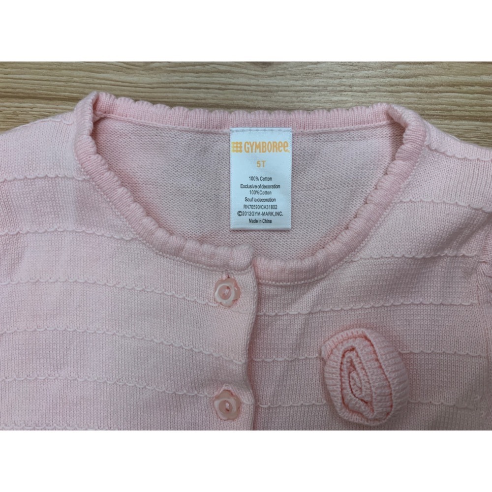 全新 GYMBOREE 健寶園 兒童女童花朵造型抓皺排釦針織外套 約95cm 童裝-細節圖6