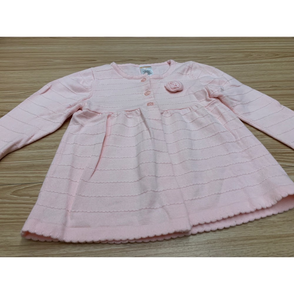 全新 GYMBOREE 健寶園 兒童女童花朵造型抓皺排釦針織外套 約95cm 童裝-細節圖2