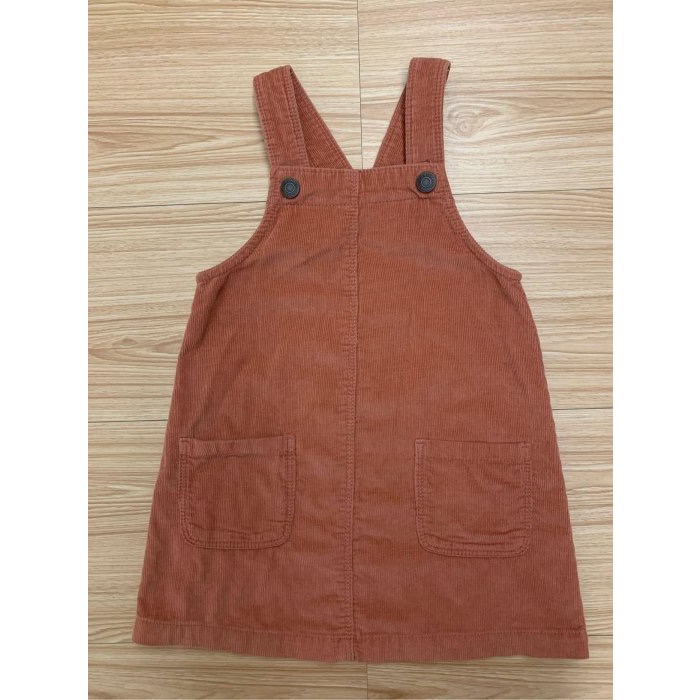 二手極新 OLD NAVY 老海軍 兒童幼兒女童口袋燈芯絨吊帶裙 背心裙 連身裙 3T-細節圖2