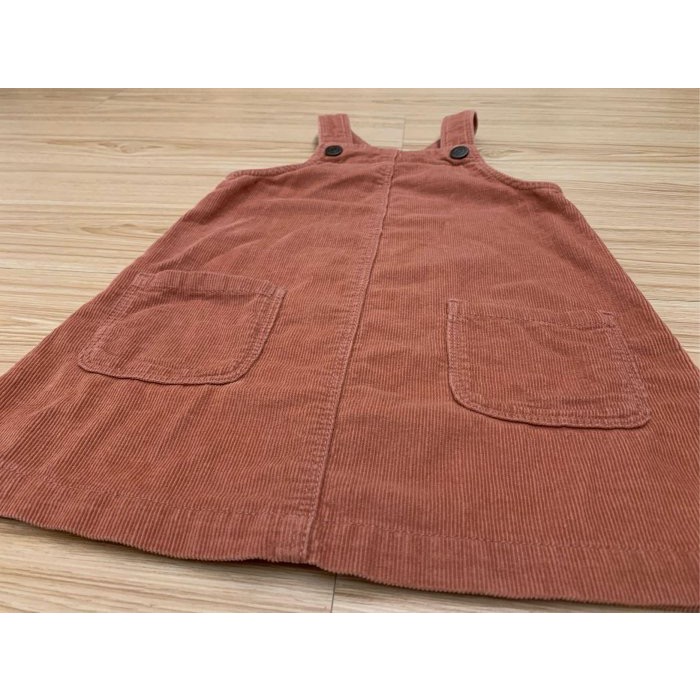 二手極新 OLD NAVY 老海軍 兒童幼兒女童口袋燈芯絨吊帶裙 背心裙 連身裙 3T-細節圖3