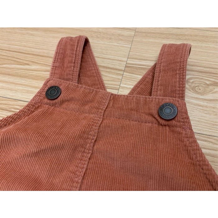 二手極新 OLD NAVY 老海軍 兒童幼兒女童口袋燈芯絨吊帶裙 背心裙 連身裙 3T-細節圖4