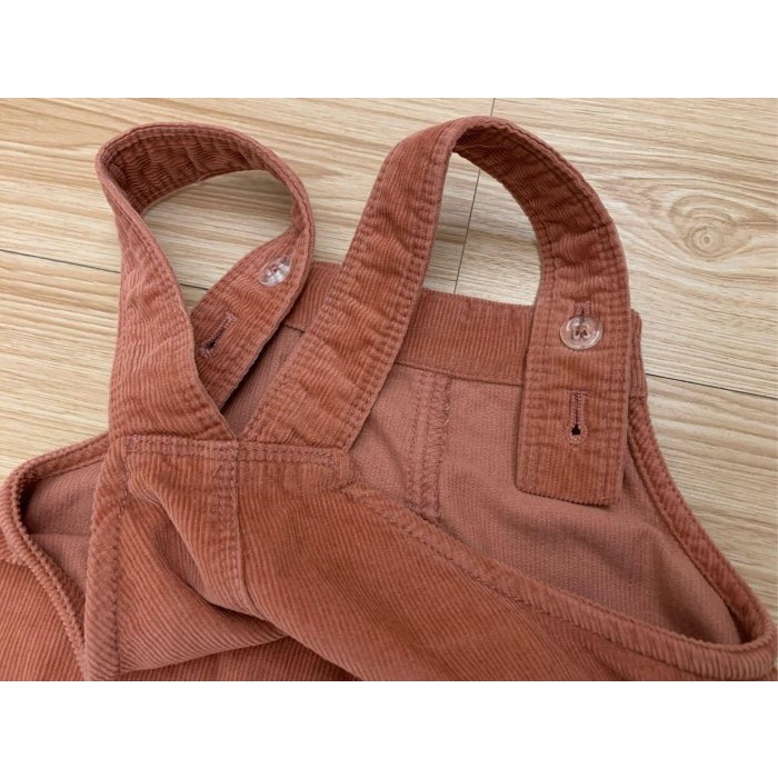 二手極新 OLD NAVY 老海軍 兒童幼兒女童口袋燈芯絨吊帶裙 背心裙 連身裙 3T-細節圖6