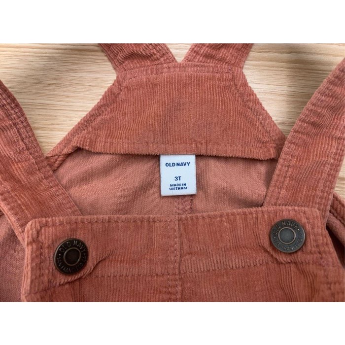 二手極新 OLD NAVY 老海軍 兒童幼兒女童口袋燈芯絨吊帶裙 背心裙 連身裙 3T-細節圖7