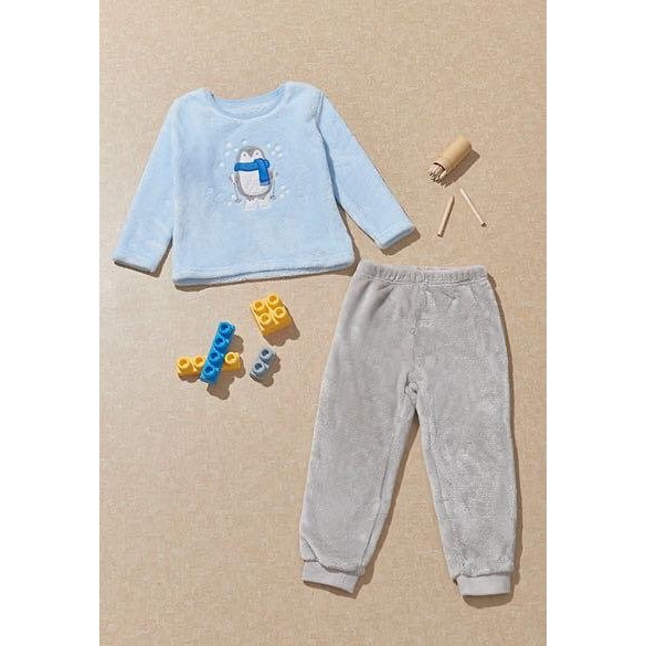 二手極新 NU V 兒童幼兒男童女童 企鵝珊瑚絨保暖套裝 （中性款） 100cm 童裝-細節圖10