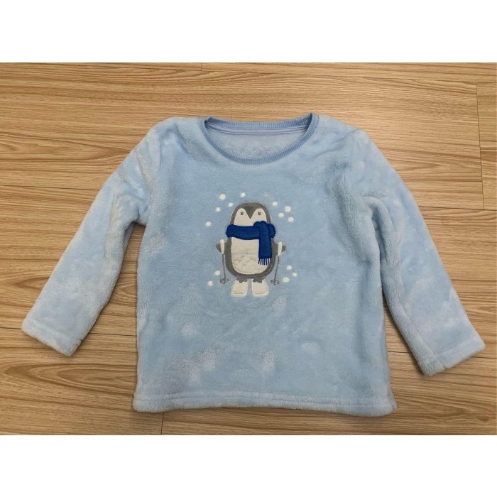 二手極新 NU V 兒童幼兒男童女童 企鵝珊瑚絨保暖套裝 （中性款） 100cm 童裝-細節圖3