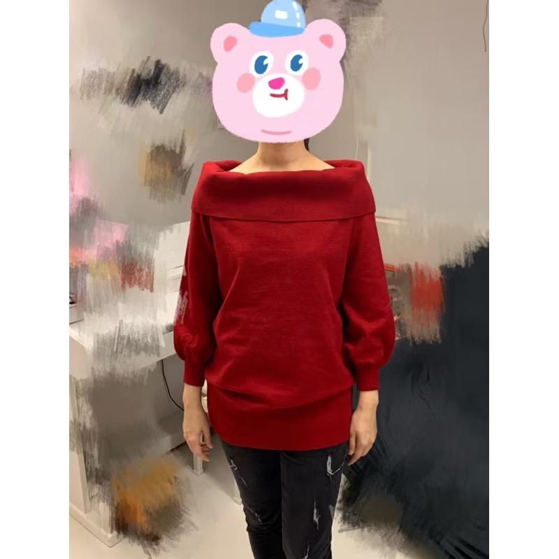 全新 PAZZO 質感翻領兩穿一字領設計針織上衣 原價$690 吊牌未拆-細節圖6