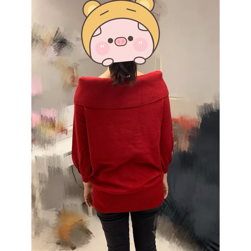 全新 PAZZO 質感翻領兩穿一字領設計針織上衣 原價$690 吊牌未拆-細節圖8