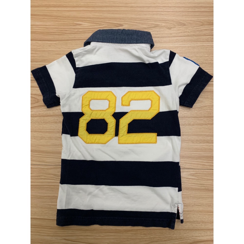 二手保存良好 兒童幼兒男童女童條紋車縫拼布polo衫 上衣 80cm 童裝-細節圖5