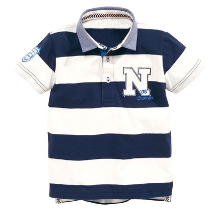 二手保存良好 兒童幼兒男童女童條紋車縫拼布polo衫 上衣 80cm 童裝-細節圖6