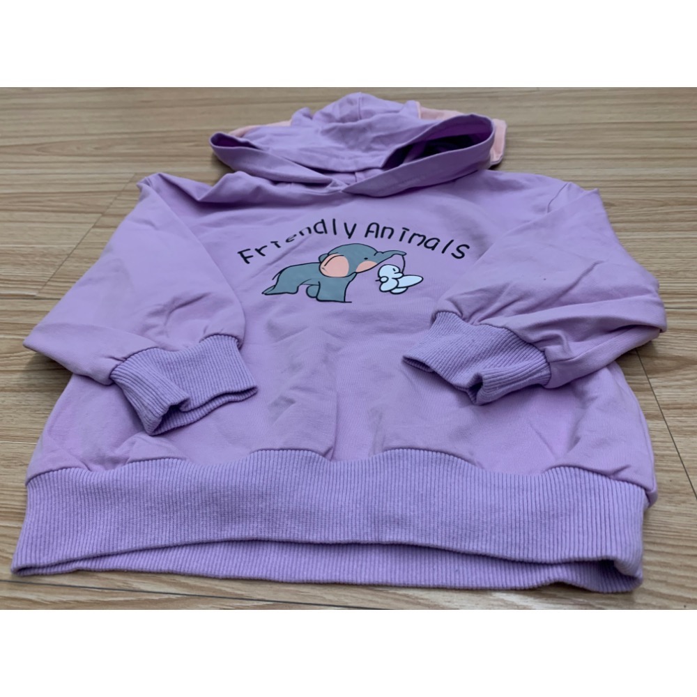 全新 BEBABY 比貝比 兒童女童幼兒小飛象連帽上衣 帽T T恤 90-100cm 童裝 可愛大象耳朵-細節圖4