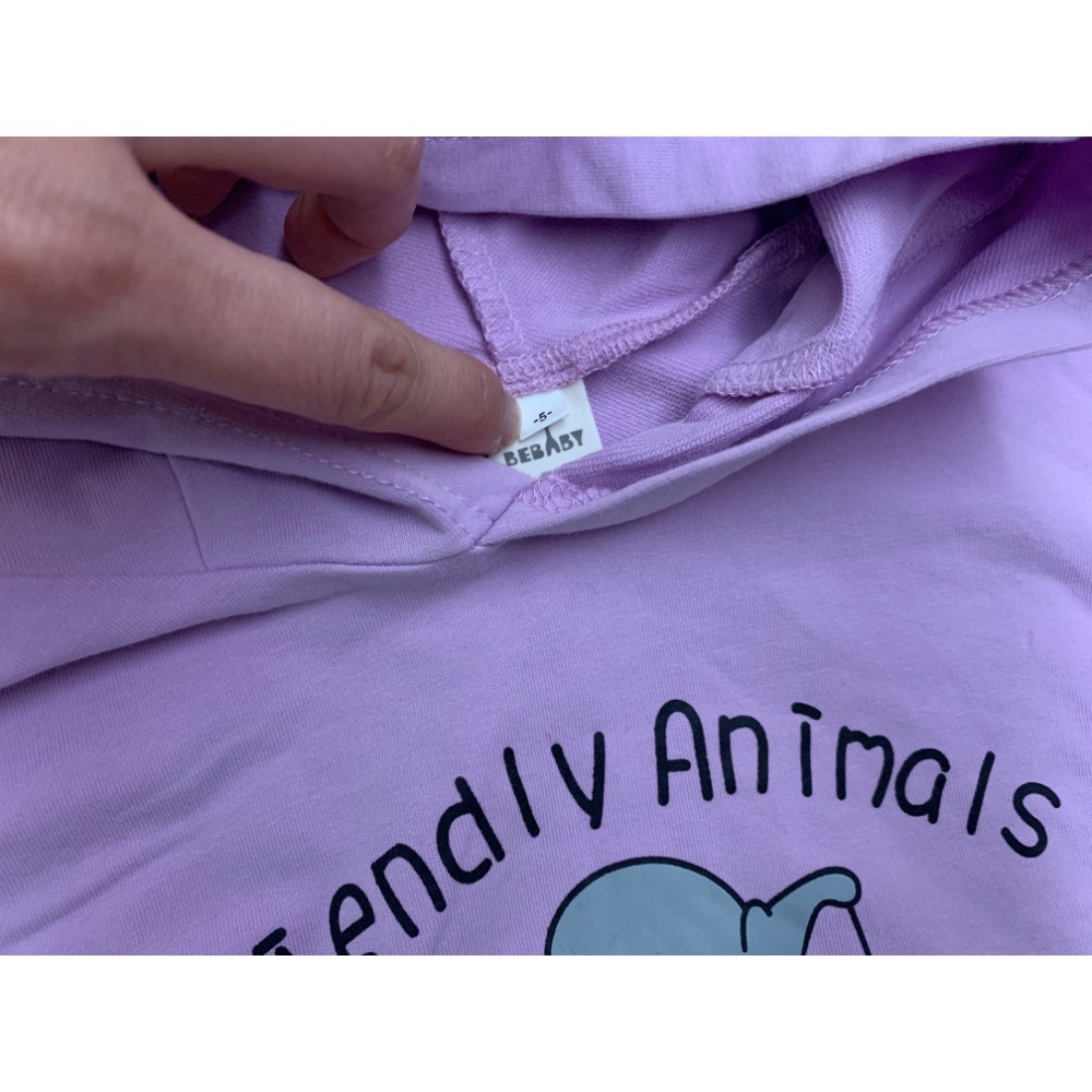全新 BEBABY 比貝比 兒童女童幼兒小飛象連帽上衣 帽T T恤 90-100cm 童裝 可愛大象耳朵-細節圖6