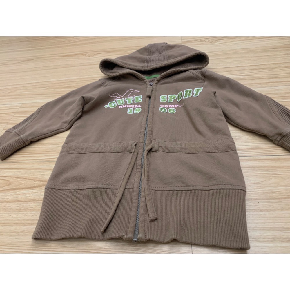 二手保存良好 MARKS & SPENCER 英國 M&S 兒童幼兒 英文字母拼縫綁帶長版連帽外套 90cm 童裝-細節圖3