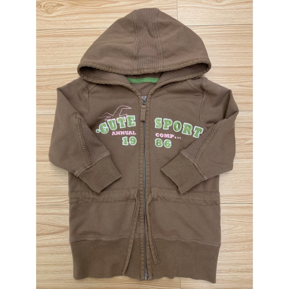 二手保存良好 MARKS & SPENCER 英國 M&S 兒童幼兒 英文字母拼縫綁帶長版連帽外套 90cm 童裝-細節圖4