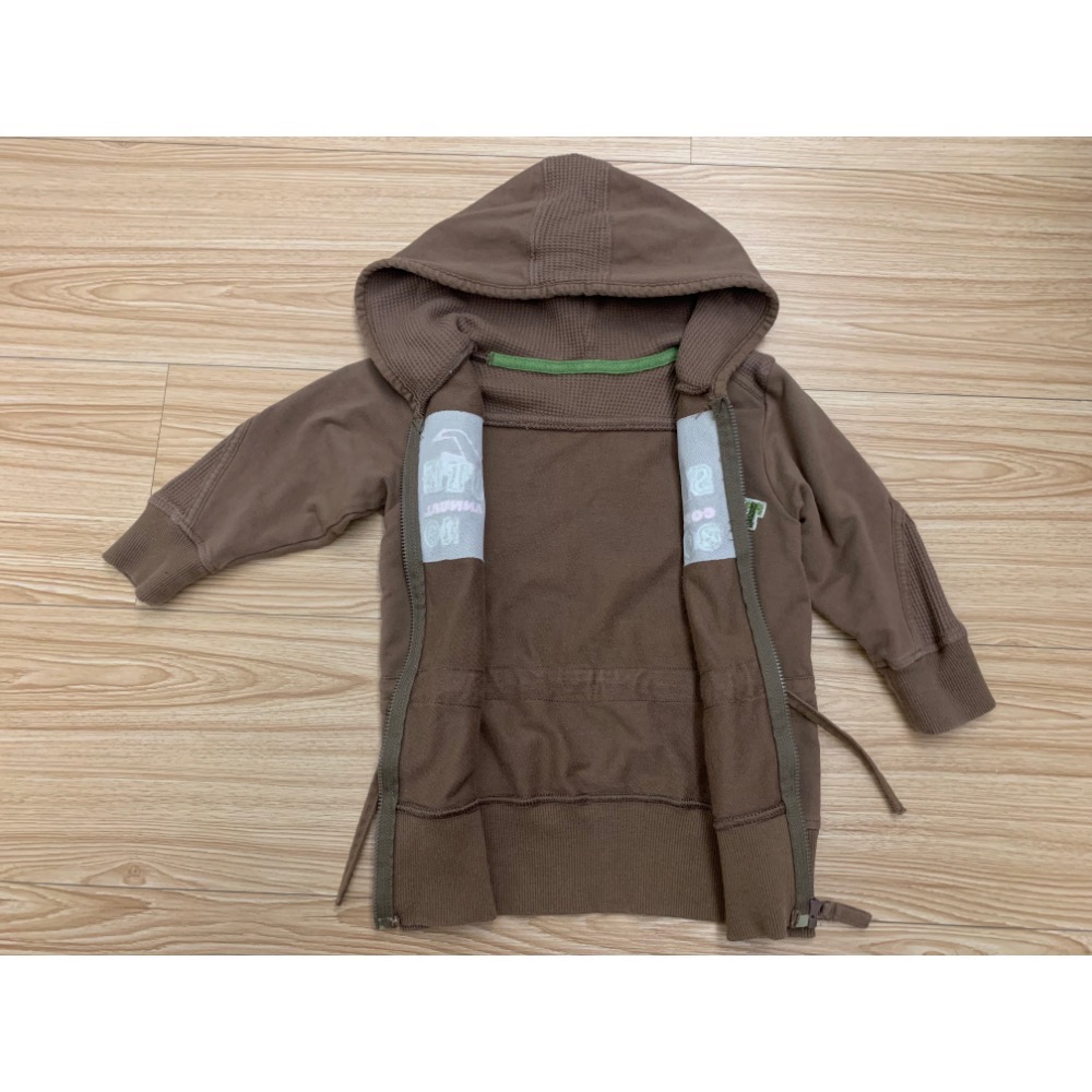 二手保存良好 MARKS & SPENCER 英國 M&S 兒童幼兒 英文字母拼縫綁帶長版連帽外套 90cm 童裝-細節圖6