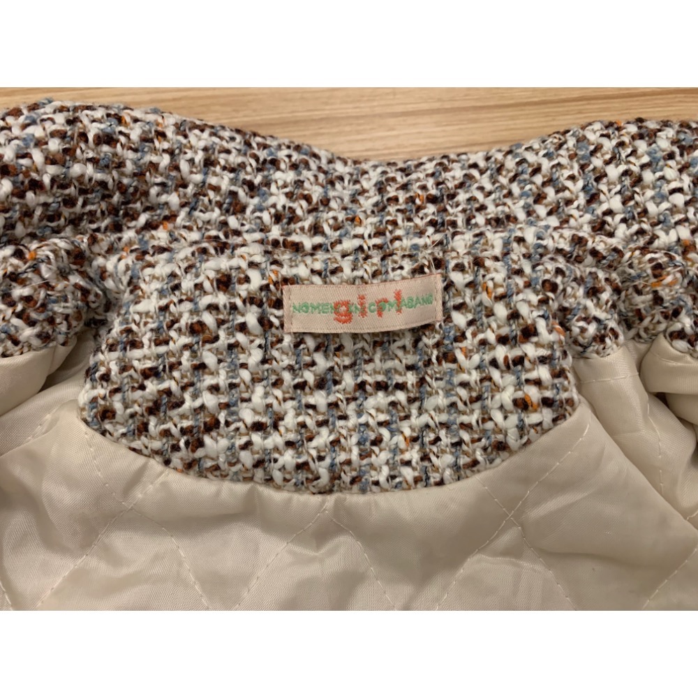 二手少穿很新 韓國 兒童幼兒女童男童 學院風毛呢針織抽鬚氣質外套 西裝外套 約100cm 童裝-細節圖7