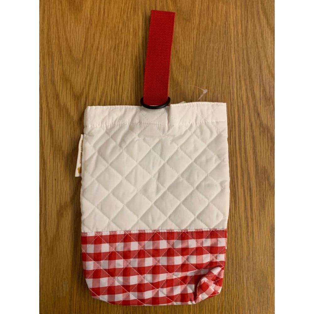 全新 日本 Disney 迪士尼 Minnie Mouse 米妮 菱格紋拼接布蕾絲電繡手提袋 尿布袋 水壺袋 吊牌未拆-細節圖3