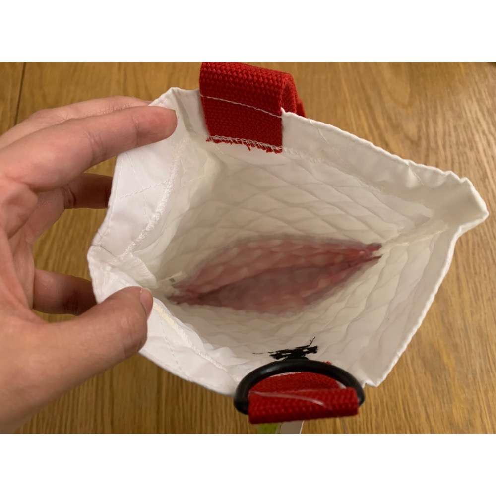 全新 日本 Disney 迪士尼 Minnie Mouse 米妮 菱格紋拼接布蕾絲電繡手提袋 尿布袋 水壺袋 吊牌未拆-細節圖6