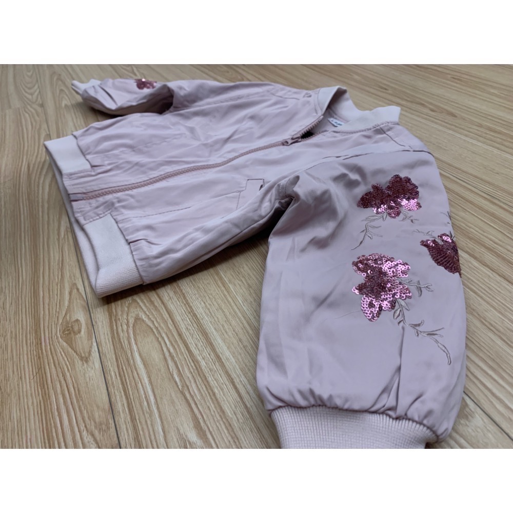 全新 兒童幼兒女童 刺繡亮片風衣外套 飛行外套 約90cm 童裝-細節圖3