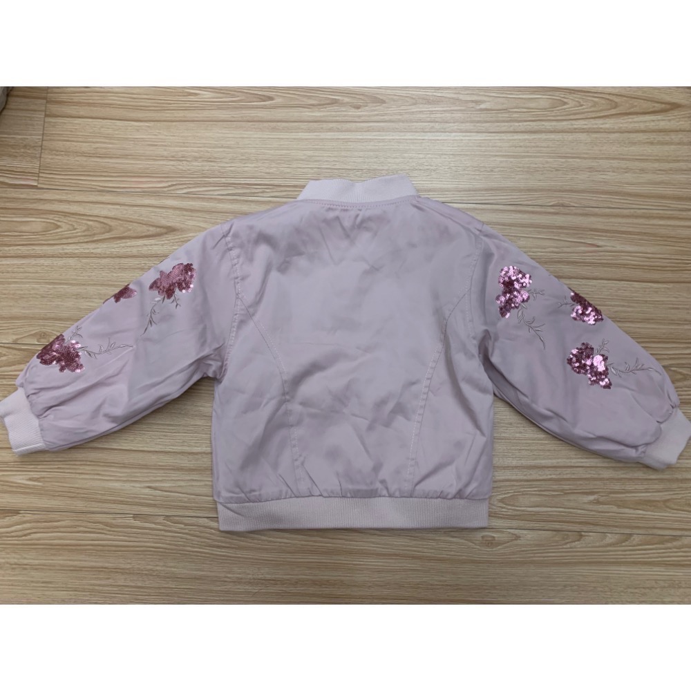 全新 兒童幼兒女童 刺繡亮片風衣外套 飛行外套 約90cm 童裝-細節圖4