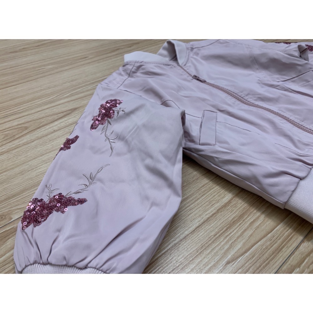 全新 兒童幼兒女童 刺繡亮片風衣外套 飛行外套 約90cm 童裝-細節圖5