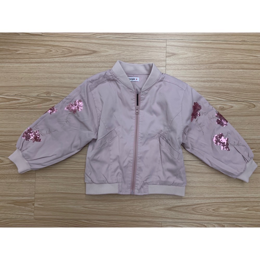 全新 兒童幼兒女童 刺繡亮片風衣外套 飛行外套 約90cm 童裝-細節圖7