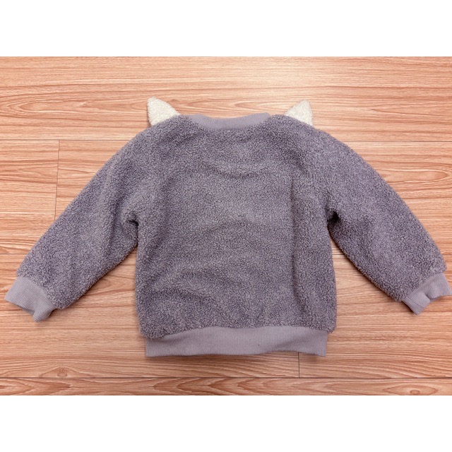 二手很新 兒童幼兒女童男童 可愛立體狐狸加絨加厚毛毛上衣 約100cm 保暖童裝-細節圖5