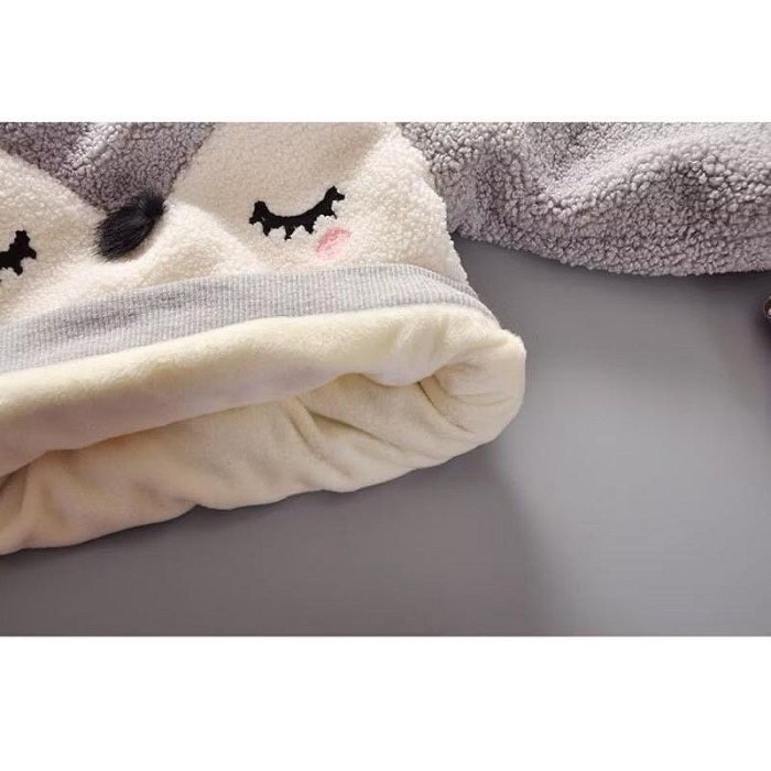 二手很新 兒童幼兒女童男童 可愛立體狐狸加絨加厚毛毛上衣 約100cm 保暖童裝-細節圖8