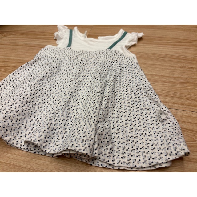二手很新 女童幼兒兒童 假兩件吊帶碎花洋裝 90cm 童裝-細節圖2