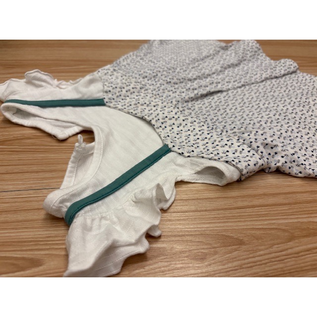 二手很新 女童幼兒兒童 假兩件吊帶碎花洋裝 90cm 童裝-細節圖3