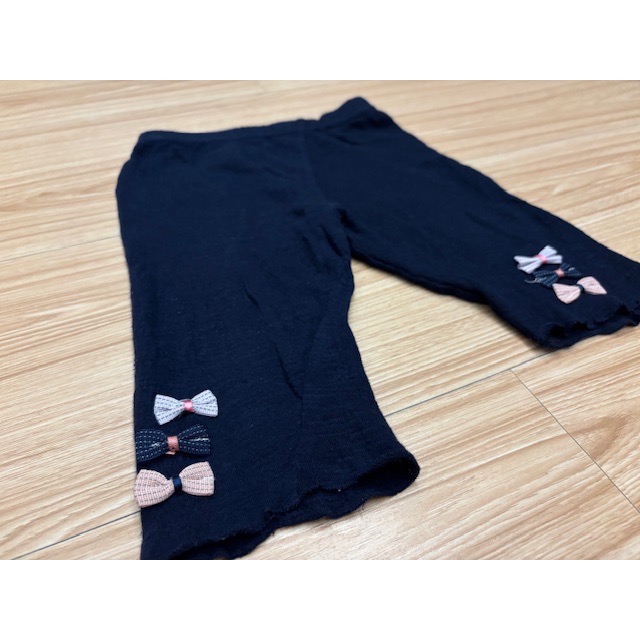 二手很新 兒童幼兒女童 立體蝴蝶結不對稱竹節棉短褲 約90～100cm 童裝-細節圖2