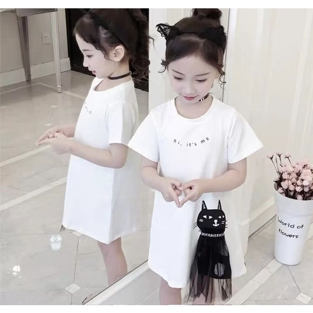 全新 Niki house 兒童幼兒女童 立體貓咪英文字長版衣 約90cm 連身裙 童裝-細節圖6