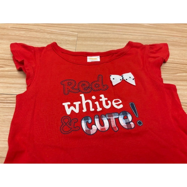 全新 GYMBOREE 健寶園 兒童幼兒女童寶寶 拼布英文字蝴蝶結飛袖上衣 T恤 90cm 童裝-細節圖2