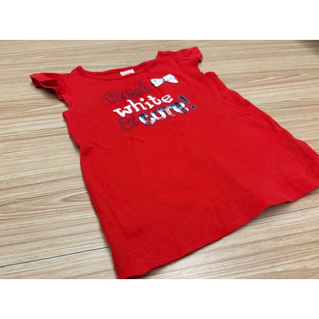 全新 GYMBOREE 健寶園 兒童幼兒女童寶寶 拼布英文字蝴蝶結飛袖上衣 T恤 90cm 童裝-細節圖3