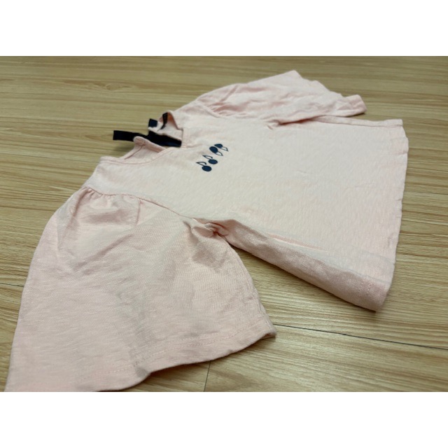 全新 正韓 JK3.16 兒童幼兒女童 櫻桃蓬蓬袖綁帶上衣 約90cm 寬袖T恤 韓國童裝-細節圖2
