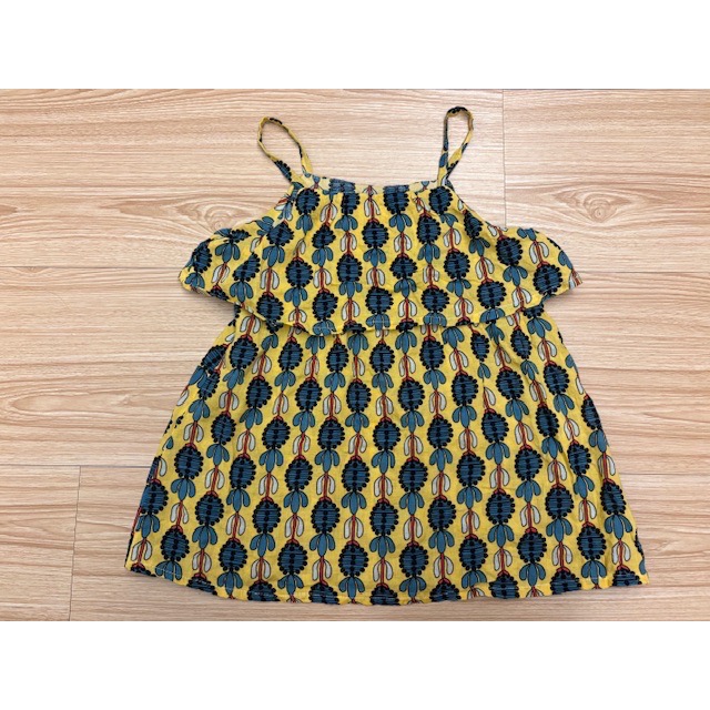 全新 兒童幼兒女童 渡假風幾何圖案印花棉麻無袖上衣 約90cm 背心上版衣 童裝-細節圖2
