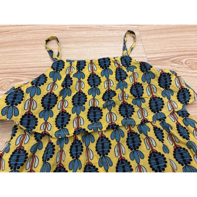全新 兒童幼兒女童 渡假風幾何圖案印花棉麻無袖上衣 約90cm 背心上版衣 童裝-細節圖4