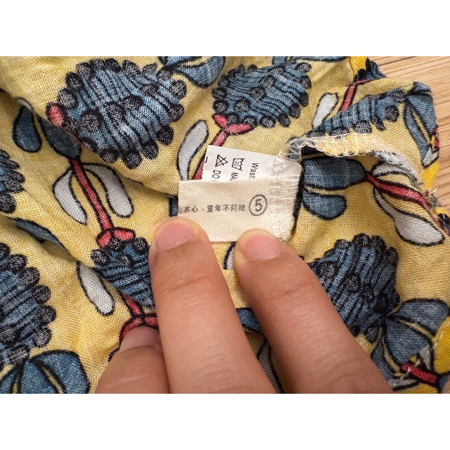 全新 兒童幼兒女童 渡假風幾何圖案印花棉麻無袖上衣 約90cm 背心上版衣 童裝-細節圖5