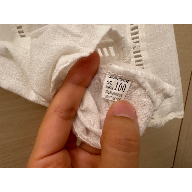 二手近全新 兒童幼兒女童 蝴蝶結鏤空棉麻上衣 約90～100cm 無袖 童裝-細節圖5