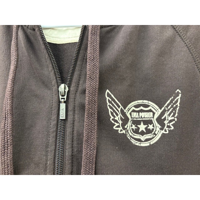 二手少穿 EMA 徽章印花毛圈休閒連帽外套 連帽上衣 小外套-細節圖5