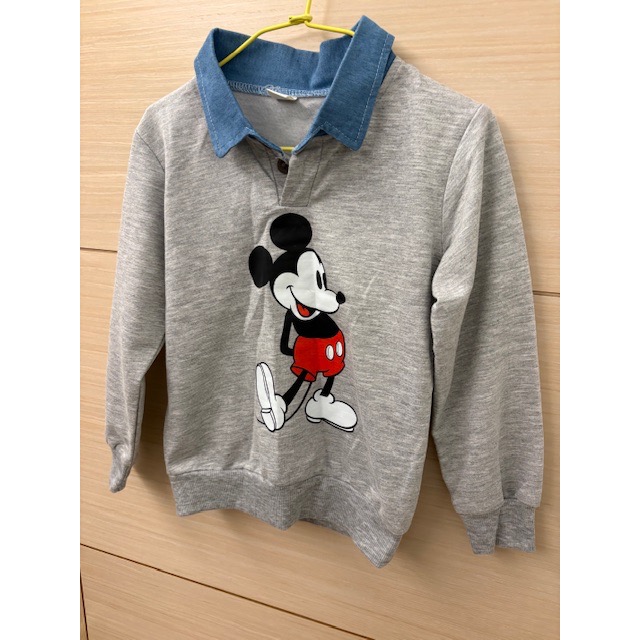 全新 兒童幼兒女童男童 卡通米奇假兩件上衣 T恤 約110cm 童裝-細節圖2