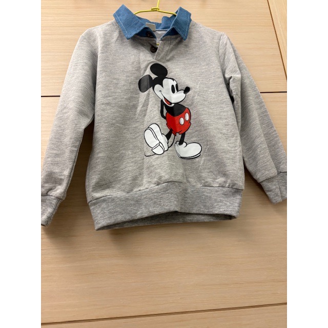 全新 兒童幼兒女童男童 卡通米奇假兩件上衣 T恤 約110cm 童裝-細節圖3
