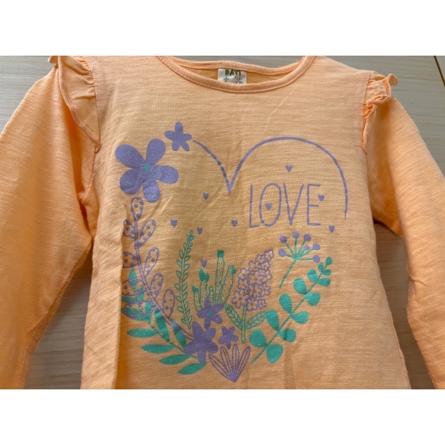 全新 DAYI 兒童幼兒女童 花草閃亮印花荷葉肩上衣 T恤 約100cm 童裝-細節圖3