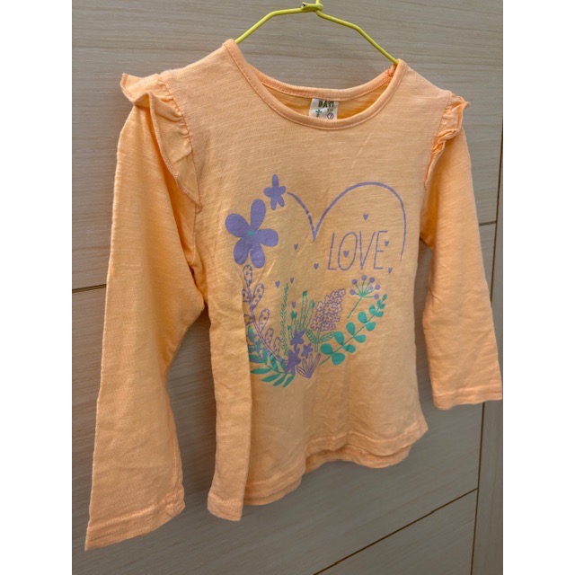 全新 DAYI 兒童幼兒女童 花草閃亮印花荷葉肩上衣 T恤 約100cm 童裝-細節圖4