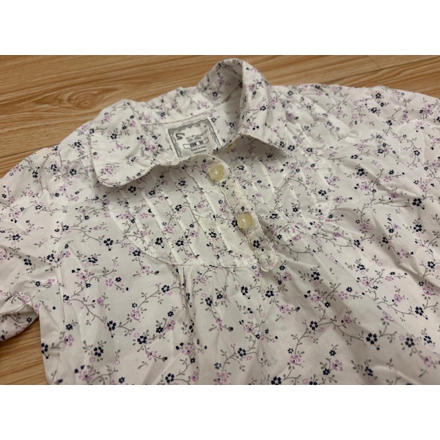 全新 品牌童裝 兒童幼兒女童 打褶小碎花圓領襯衫 約90cm-細節圖3