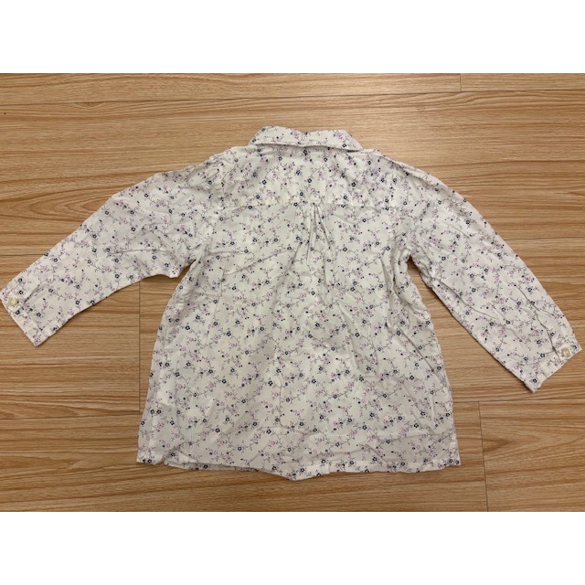全新 品牌童裝 兒童幼兒女童 打褶小碎花圓領襯衫 約90cm-細節圖4