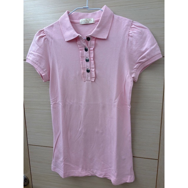 全新 NET 滾荷葉邊開襟肩抓皺polo衫 公主袖 上衣-細節圖2