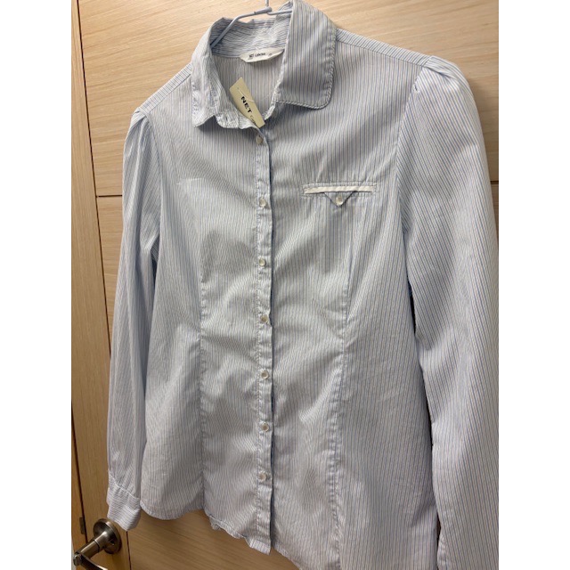 全新 NET 裝飾口袋圓領條紋襯衫 原價$799 吊牌未拆 上班襯衫 商務-細節圖2