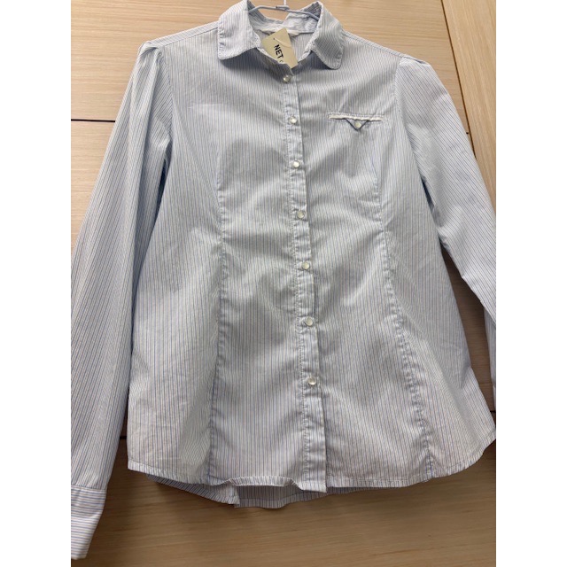 全新 NET 裝飾口袋圓領條紋襯衫 原價$799 吊牌未拆 上班襯衫 商務-細節圖3
