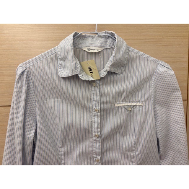 全新 NET 裝飾口袋圓領條紋襯衫 原價$799 吊牌未拆 上班襯衫 商務-細節圖4